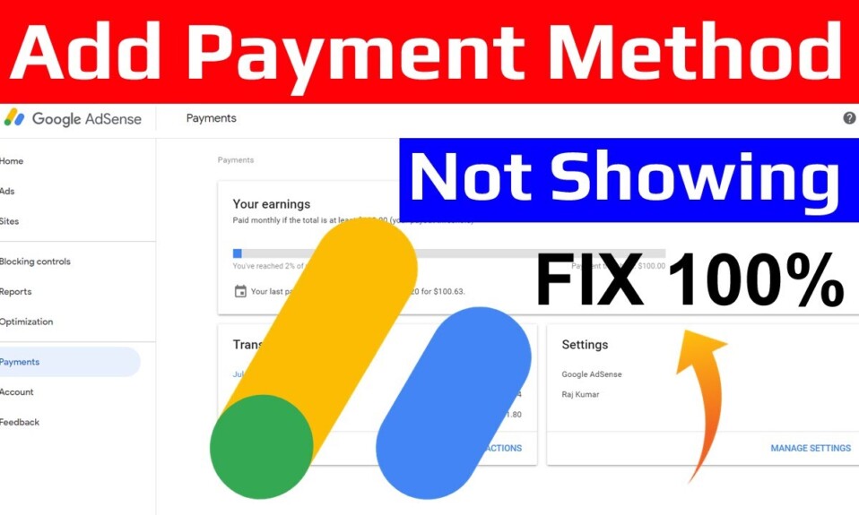 Google adsense payment method not showing